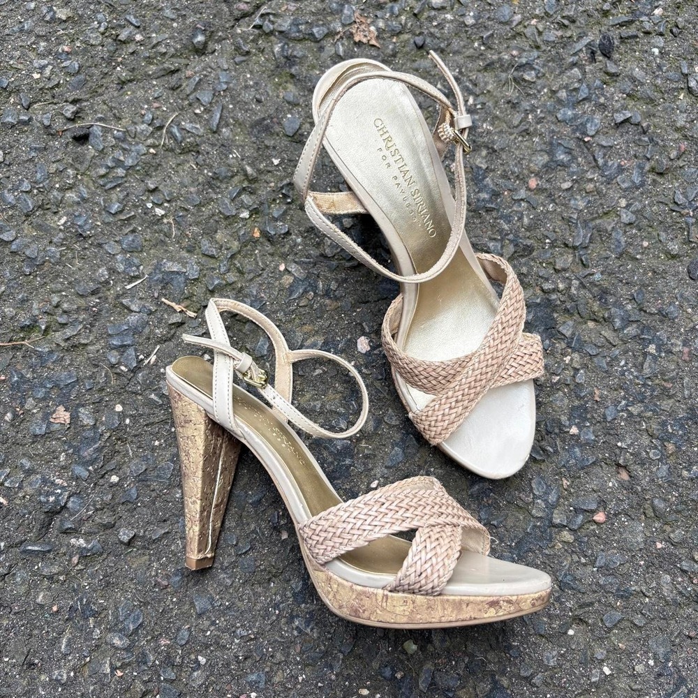 Y2K 2000s Christian Siriano Woven Platform Heeled Sandals Size 6